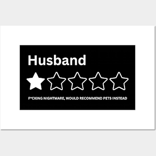 Funny Husband One Star Review Rating Would Not Recommend Humor Wife Sarcasm Posters and Art